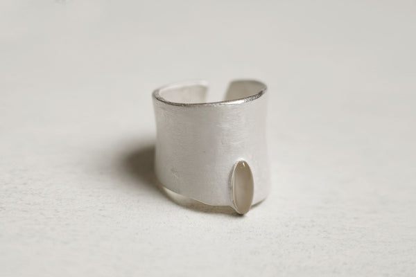 OLIO E ACETO Silver Agate Crack Wide Ring OA08F07 POEA3